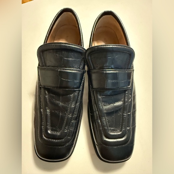 Bottega Veneta Black Crocodile Embossed Loafers Size 39